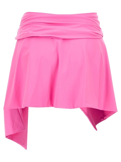 Shop Attico The  Flounced Miniskirt In Fuchsia