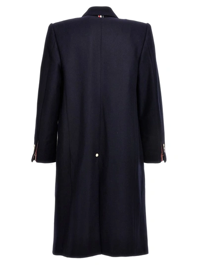 Shop Thom Browne 'elongated Bal Collar' Coat In Blue