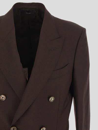 Shop Tom Ford Double-breasted Jacket In Bitterchocolate