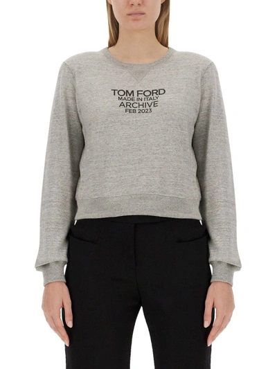 Shop Tom Ford Sweatshirt With Logo In Grey