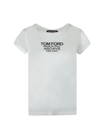 Shop Tom Ford T-shirts In Chalk/black