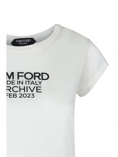 Shop Tom Ford T-shirts In Chalk/black