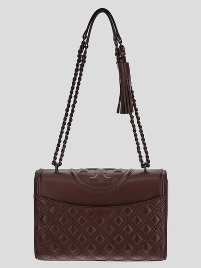 Shop Tory Burch Fleming Quilted Shoulder Bag In Muscadine