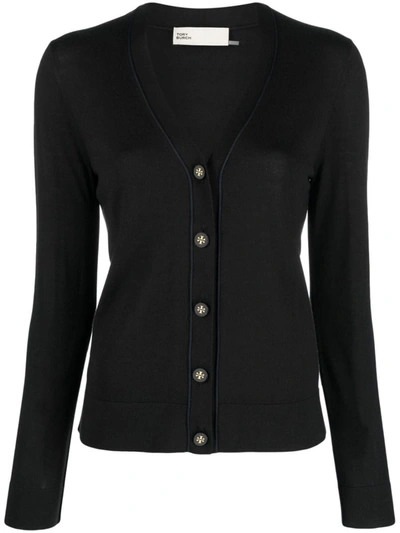 Shop Tory Burch Knitted Cardigan In Black