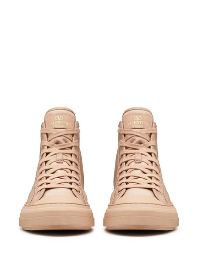 Valentino Garavani Man Sneakers Blush Size 11 Textile Fibers In Antique Pink