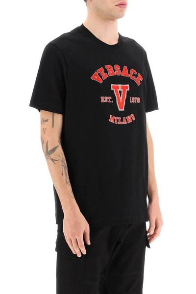 Shop Versace Mitchel Logo Varsity T-shirt In Black