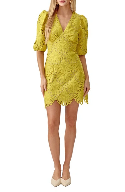 Shop Adelyn Rae Harper Lace Minidress In Cyber Lime