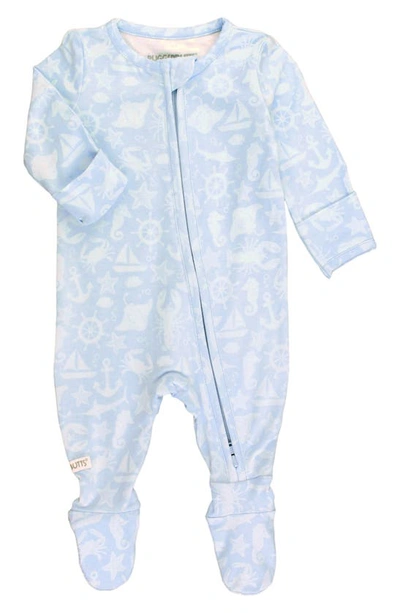 Shop Ruggedbutts Coastal Treasure Fitted One-piece Footie Pajamas In Blue