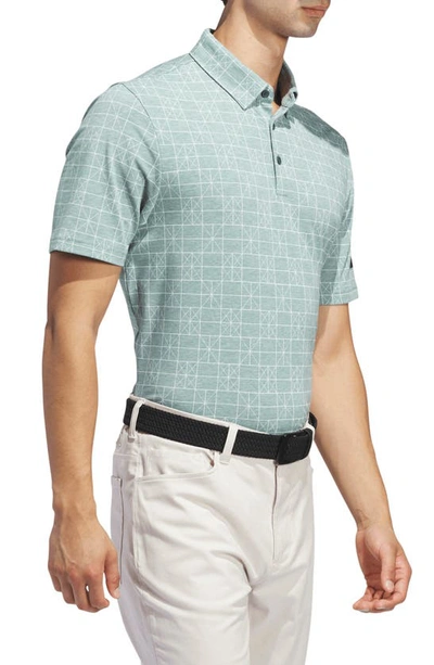 Shop Adidas Golf Go-to Geometric Print Polo In Collegiate Green