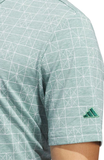 Shop Adidas Golf Go-to Geometric Print Polo In Collegiate Green