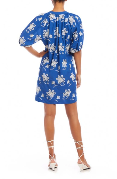 Shop Karen Kane Tassel Embroidered Cotton Minidress In Royal