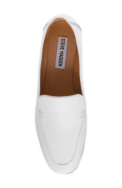 Steve Madden Women's Fitz Soft Tailored Loafer Flats In White Leather