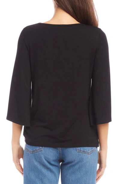 Shop Karen Kane Twist Front Flare Sleeve Jersey Top In Black
