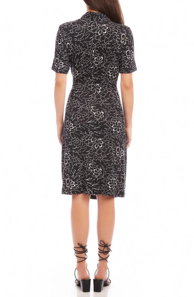 Shop Karen Kane Cascade Faux Wrap Dress In Black Print