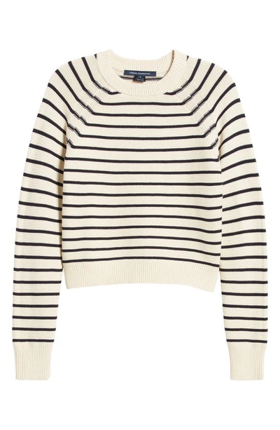 Shop French Connection Lillie Mozart Stripe Cotton Sweater In Ecru-utility Blue