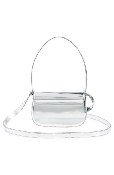 Diesel Metallic Silver Shoulder Bag 1dr Compact With Adjustable Strap In Silver