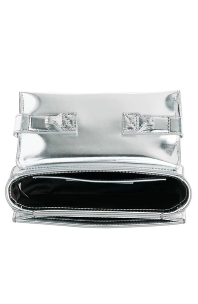 Shop Diesel 1dr Logo Metallic Leather Handbag In Silver