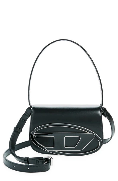 Diesel Mini Shoulder Bag In Soft Nappa Leather With Logo Detail In Black