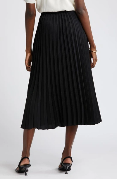Shop Nordstrom Pleated Asymmetric Hem Midi Skirt In Black