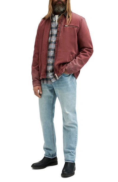 Shop Allsaints Rothwell Distressed Denim Jacket In Imperial Red