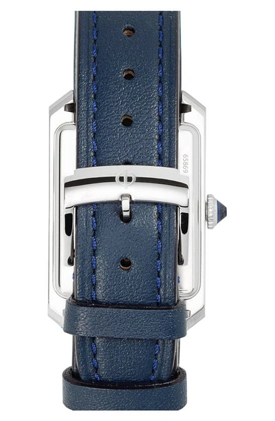 Shop Baume & Mercier Hampton Diamond Leather Strap Watch, 35mm In Opaline Blue