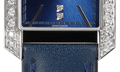 Baume & Mercier Hampton Diamond Leather Strap Watch, 35mm In Opaline Blue