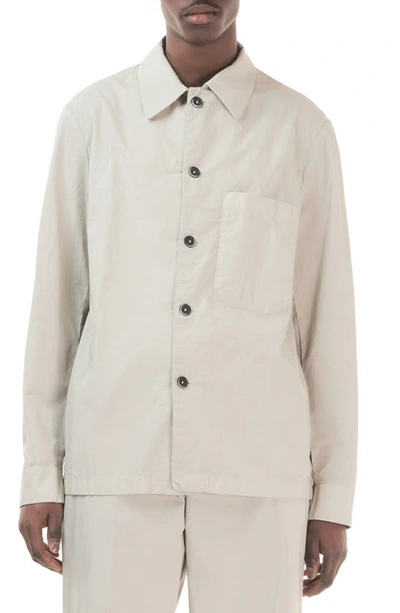 Shop Barena Venezia Cedrone Cotton Blend Button-up Overshirt In Sasso