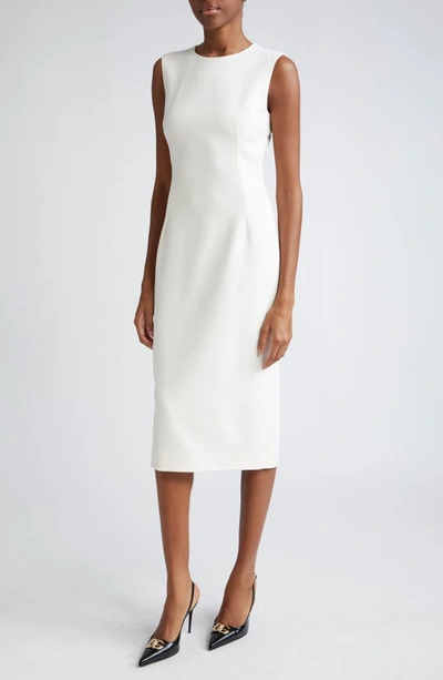 Shop Dolce & Gabbana Sleeveless Stretch Wool Sheath Dress In W0001bianco Naturale