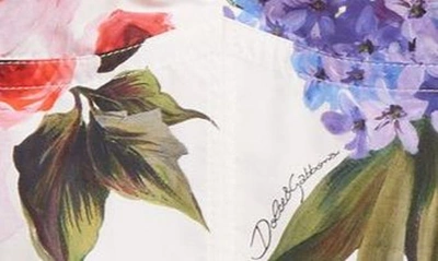 Shop Dolce & Gabbana Garden Floral Print Pleated Cotton Blend Minidress In Giardino Bianco