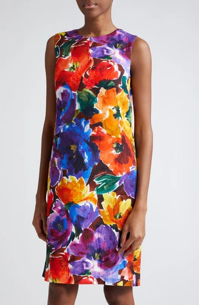Dolce & Gabbana Abstract Floral Shift Dress In Hm4yefiori Astr.f.marrone