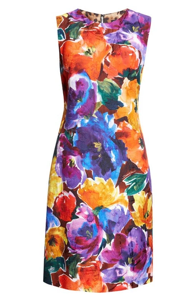Dolce & Gabbana Abstract Floral Shift Dress In Hm4yefiori Astr.f.marrone