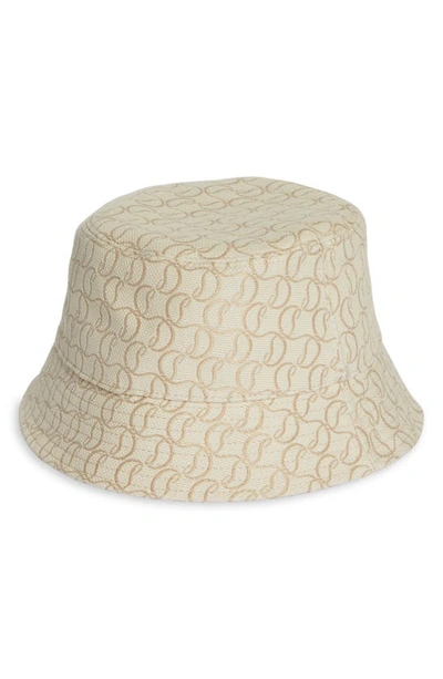 Shop Christian Louboutin Bobino Monogram Toille Jacquard Bucket Hat In Natural