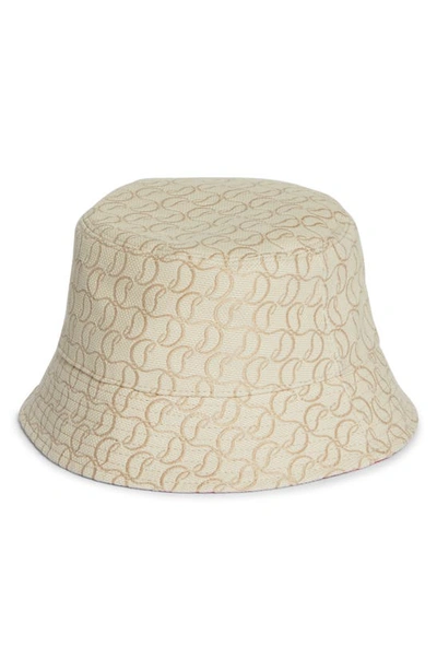 Shop Christian Louboutin Bobino Monogram Toille Jacquard Bucket Hat In Natural