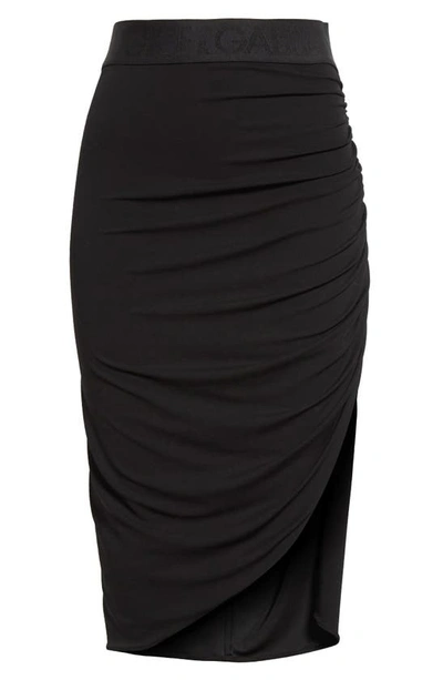 Dolce & Gabbana Asymmetrical Jersey Skirt In Nero