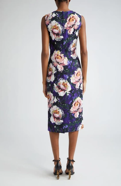 Dolce & Gabbana Peony-print Sleeveless Midi Dress In Hp4ycpeonie Pitt.f.viola
