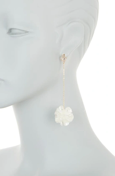 Shop Tasha Resin Flower Drop Earrings In Gold/ Ivory