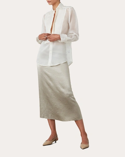 Shop With Nothing Underneath Women's The Silk Organza Dress Shirt In White