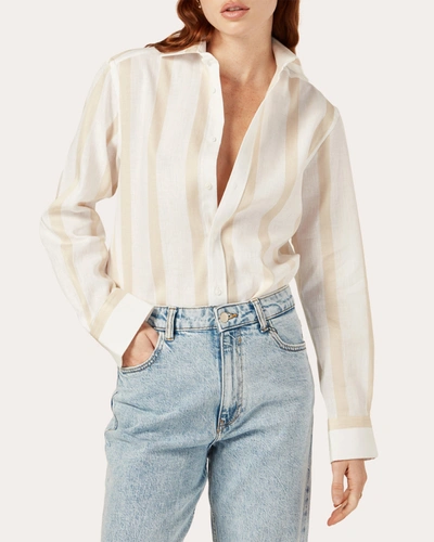 Shop With Nothing Underneath Women's The Woven Boyfriend Shirt In Neutrals