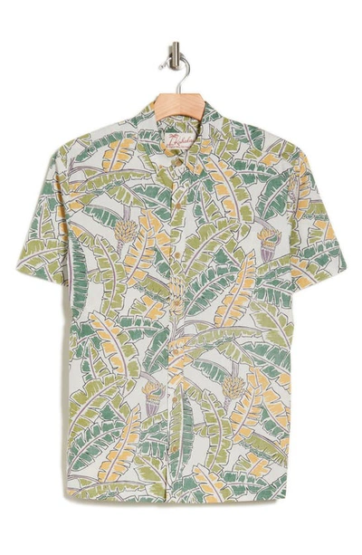 Shop Kahala Banana Flora Short Sleeve Cotton Button-down Shirt In Natural Reverse Multi