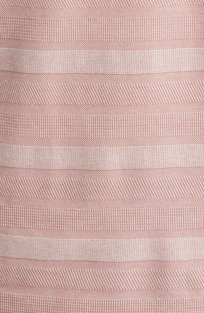 Robert Barakett Rocky Stripe Quarter Zip Cotton Polo In Coral Tulip