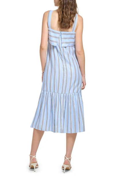 Dkny Metallic Stripe Dress In Frosting Blue Combo