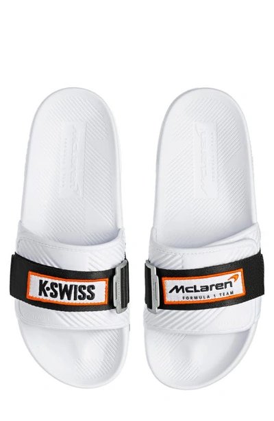 Shop K-swiss X Mclaren Slide Sandal In White/ Black