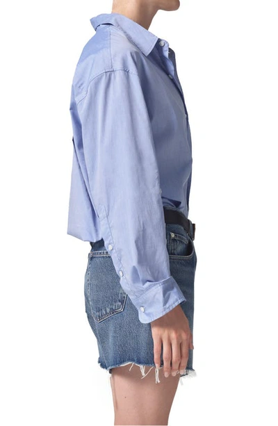 Shop Citizens Of Humanity Kayla Oversize Poplin Button-up Shirt In Blue End On End