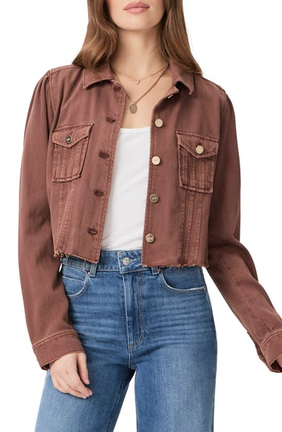 Shop Paige Pacey Crop Denim Jacket In Vintage Brunette