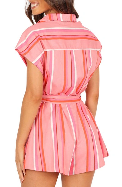 Petal And Pup Womens Addie Tie Waist Romper In Pink Stripe