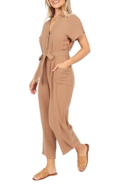 Petal And Pup Ayla Linen Jumpsuit In Mocha