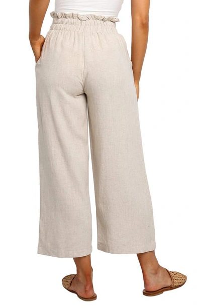 Petal And Pup Hawthorne Linen Blend Wide Leg Crop Pants In Beige