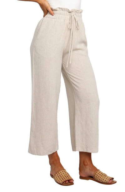 Petal And Pup Hawthorne Linen Blend Wide Leg Crop Pants In Beige