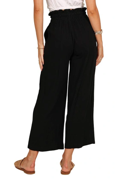 Petal And Pup Hawthorne Linen Blend Wide Leg Crop Pants In Black