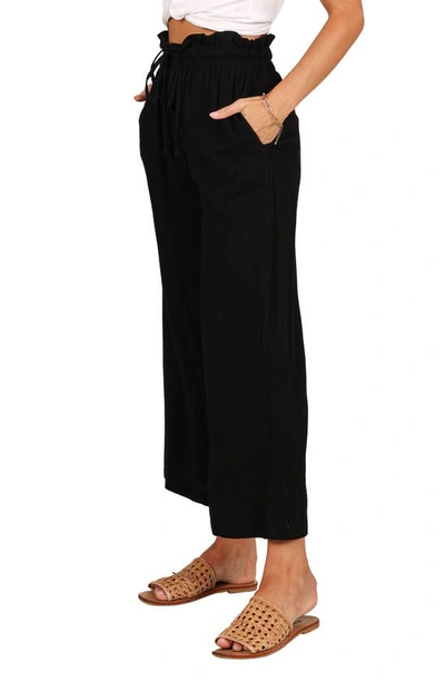 Petal And Pup Hawthorne Linen Blend Wide Leg Crop Pants In Black